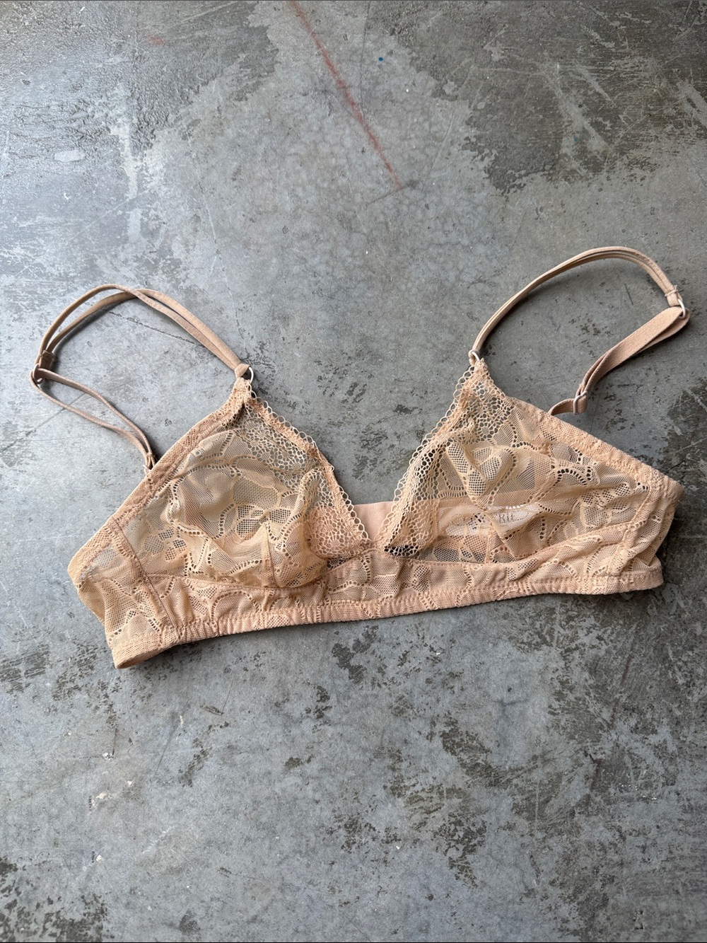 American Apparel Sheer Lace Bralette in Nude